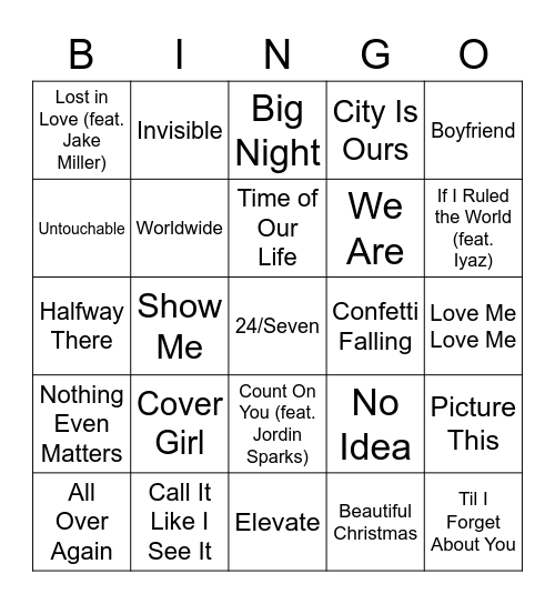 BTR Bingo Card