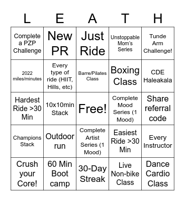 Leath’s Legion 2022 Bingo Card