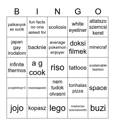 nusi Bingo Card