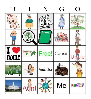 Family History Bingo Card