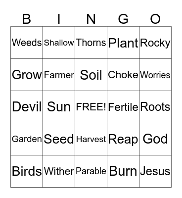 Sowing Parables Bingo Card