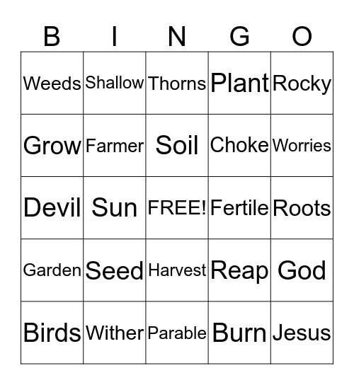 Sowing Parables Bingo Card