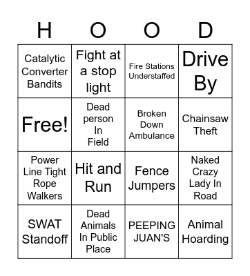 HOOD BINGO 2022 Edition Bingo Card