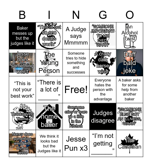 Holiday Baking Championship Bingo Card Bingo Card