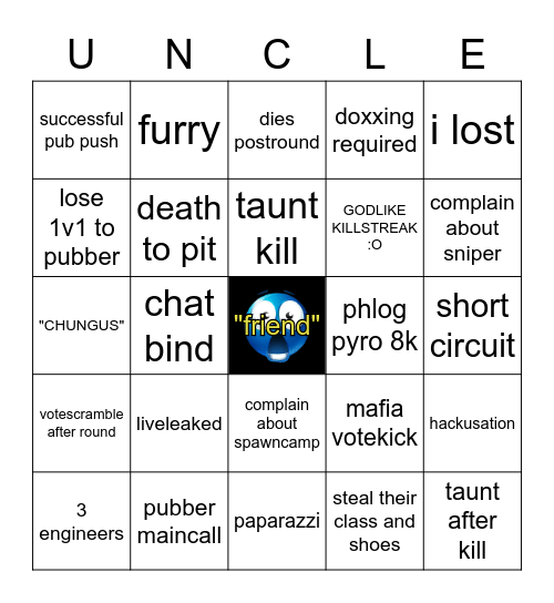 UNCLETOPIA BINGO NIGHT Bingo Card