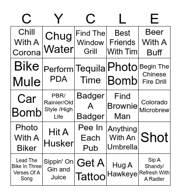 BIKE BINGO Card