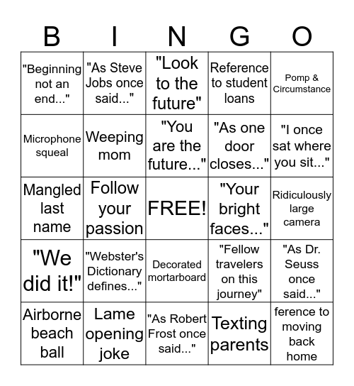 2015 Ferris H.S. Graduation BINGO! Bingo Card