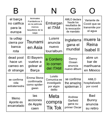 Majo Zurita Bingo Card