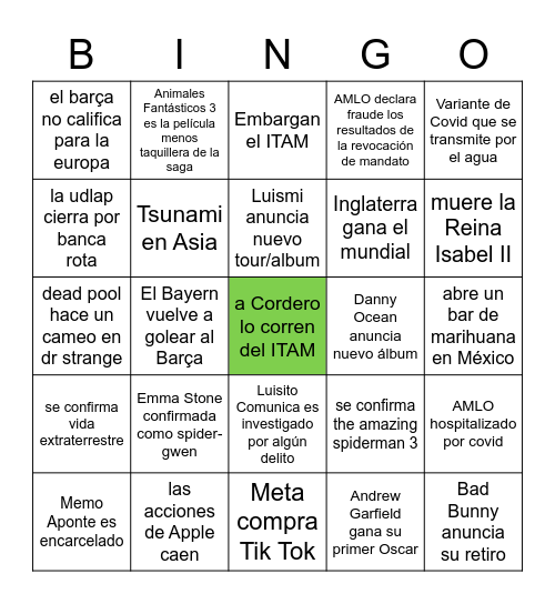 Majo Zurita Bingo Card