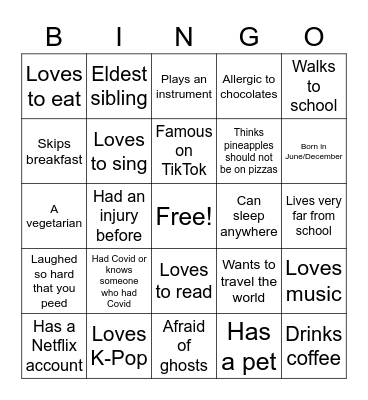 Bingo Icebreaker Bingo Card