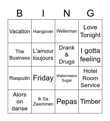 Pluto Bingo Card