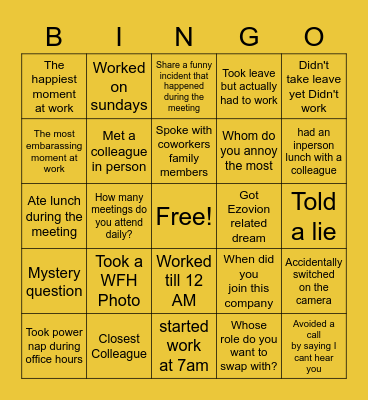 EZOVION BINGO Card