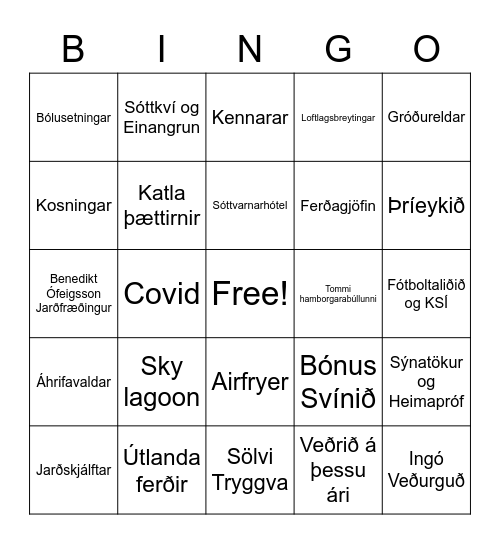 Skaupið 2021 Bingo Card