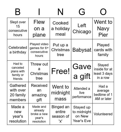 Welcome Back Bingo! Bingo Card