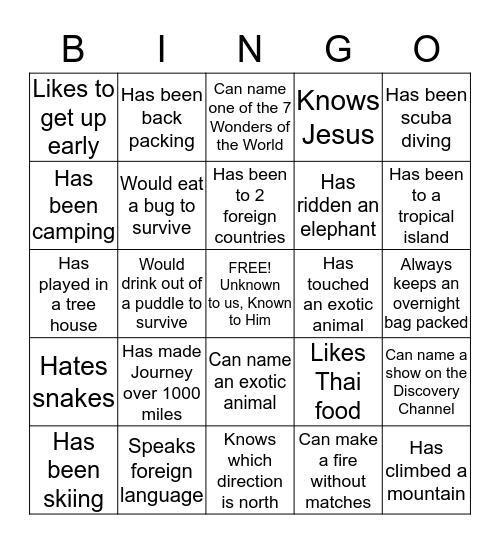 JOURNEY  OFF THE MAP Bingo Card