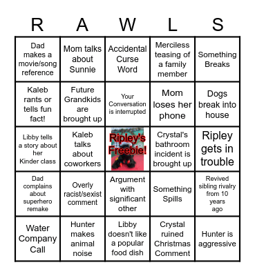 Rawls Family Bingo Card