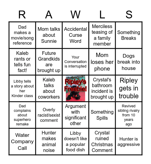 Rawls Family Bingo Card