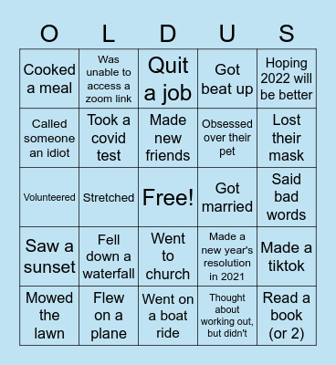 LeMaster New Year's Eve Bingo Card