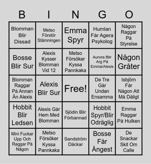 I5S6G4A7BA56 Bingo Card