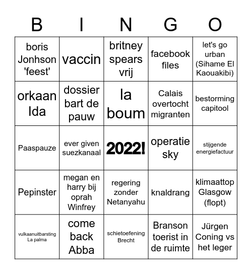 Goodby 2021!!! welcome... Bingo Card