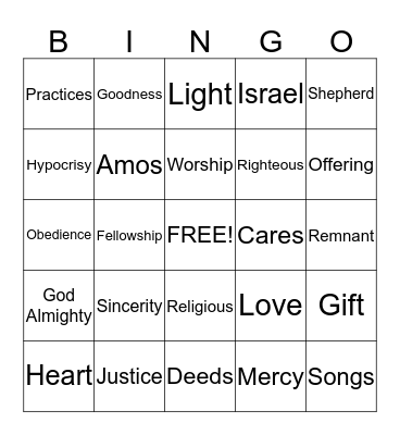 God is Not Fooled Bingo Card