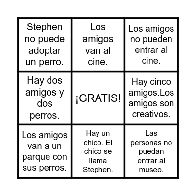 Arcoíris Bingo Card