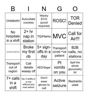 Rideouts! Bingo Card