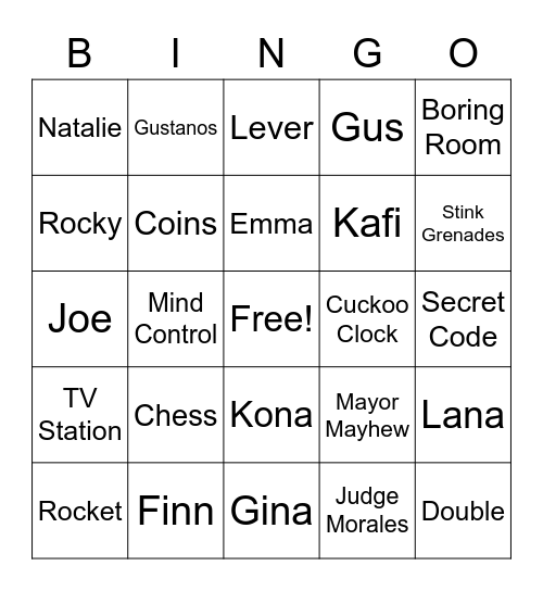 The Messengers Bingo Card