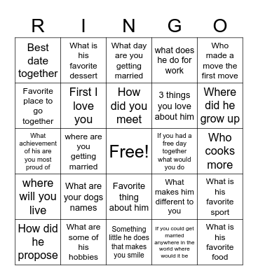 Ringo Bingo Card