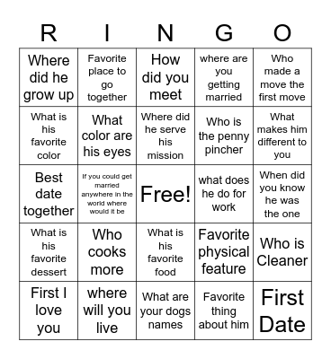 Ringo Bingo Card
