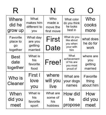 Ringo Bingo Card
