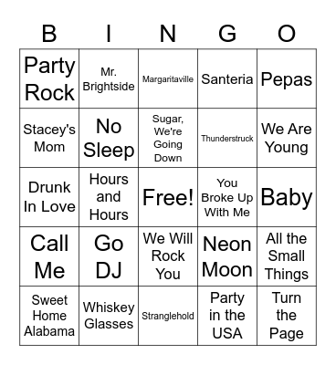 MUSIC BINGO Card