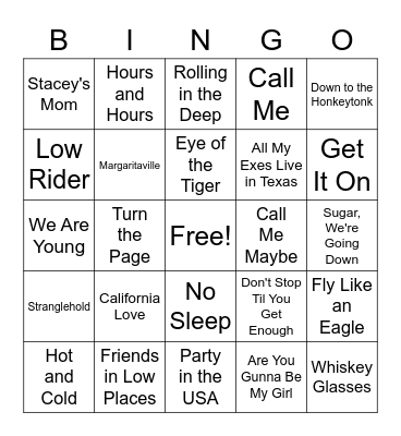 MUSIC BINGO Card