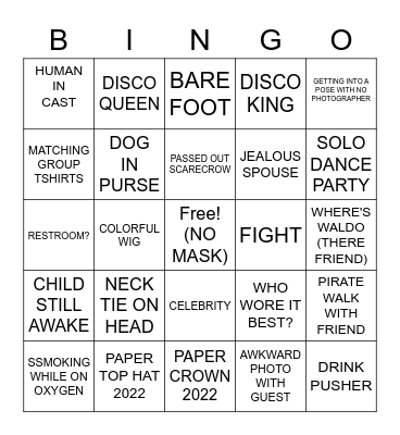 NEW YEARS'S EVE GIG Bingo Card