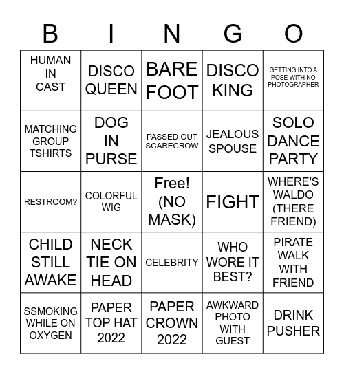 NEW YEARS'S EVE GIG Bingo Card