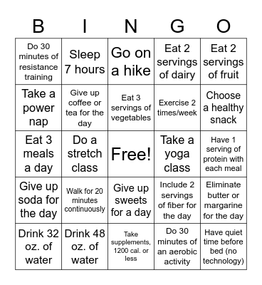 Resolution Bingo Card