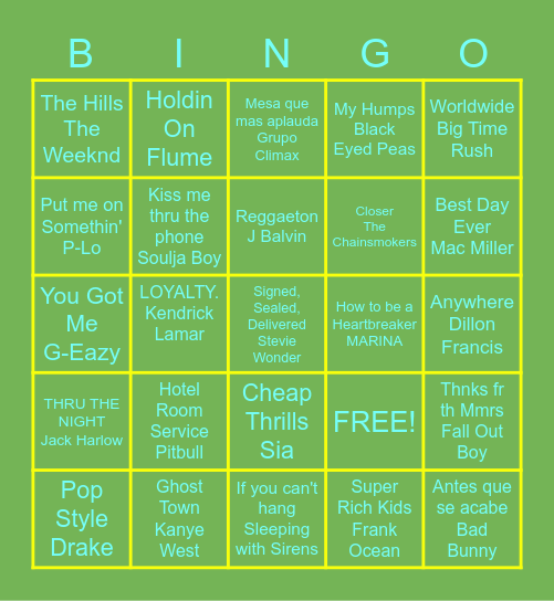 BING BONG Bingo Card