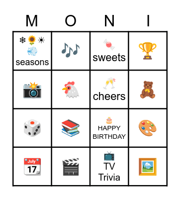 HAPPY BIRTHDAY MONI Bingo Card