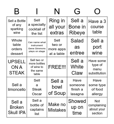 SERVER BINGO Card