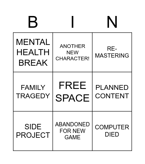 WegDev Bingo Card