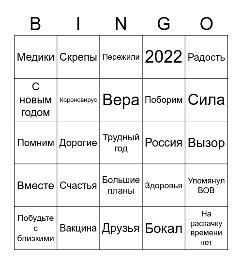 Путин бинго Bingo Card