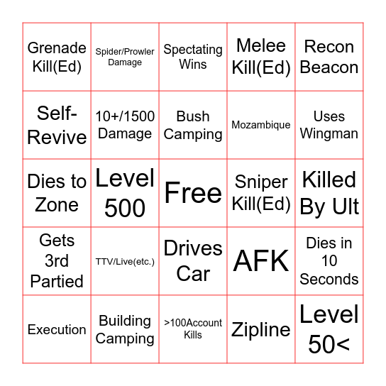 APEX LEGENDS BINGO Card