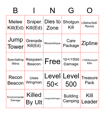 APEX LEGENDS BINGO Card