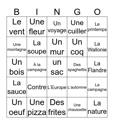 Unité 33 - 36  Bingo Card