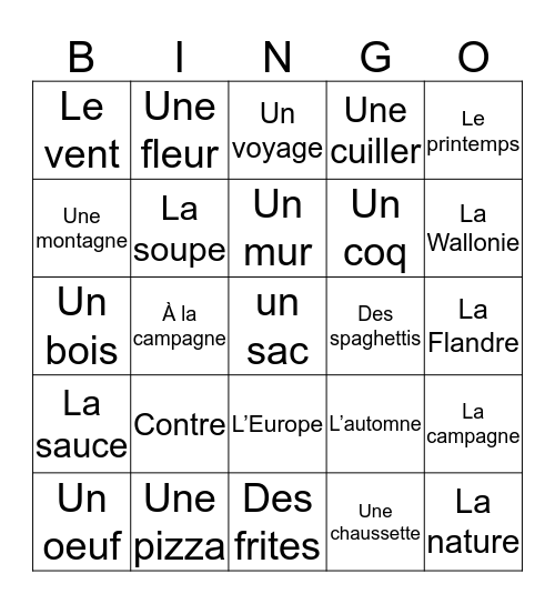 Unité 33 - 36  Bingo Card