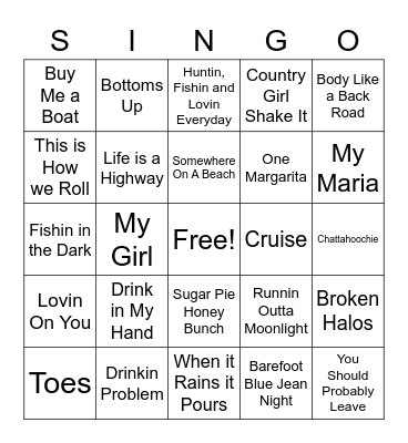 Country Hits Bingo Card
