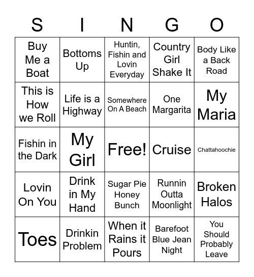 Country Hits Bingo Card