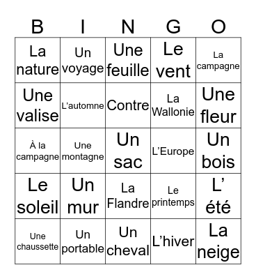 Unité 33 - 36  Bingo Card