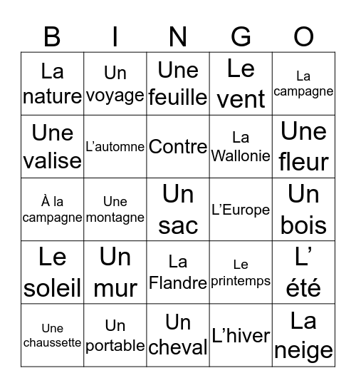 Unité 33 - 36  Bingo Card