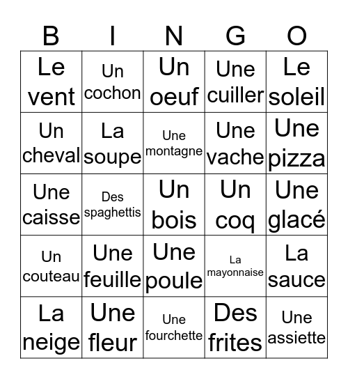 Unité 33 - 36  Bingo Card